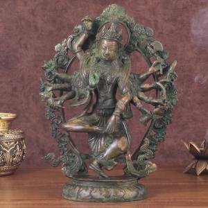 Vintage Nepalese Dancing Shiva | 12.5" x 9" x 3" | 4.3 kg | Green Patina | Traditional Himalayan Art | Sacred Hindu Sculpture | Jaipurio